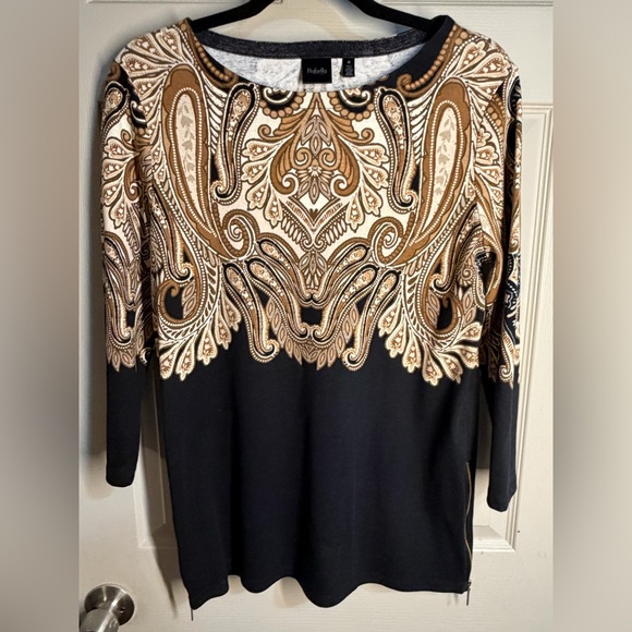 Rafaella Black and Brown Paisley Top - Picture 3 of 6